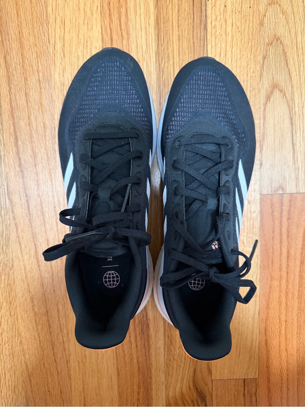 adidas Women's Black Running Sneakers with White Stripes